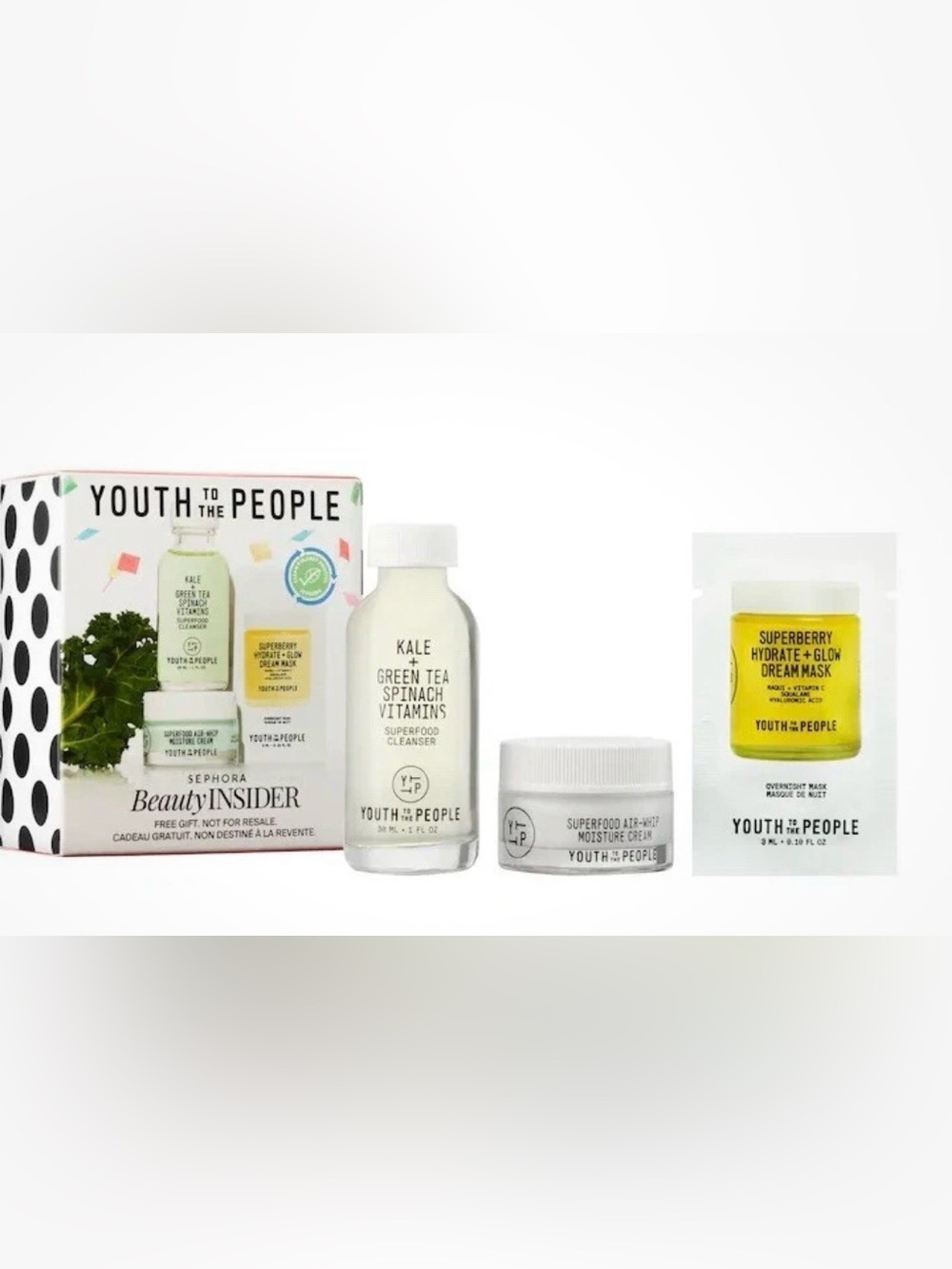 NEW Youth To The People Trio Set, Superfood Cleanser, Moisture Cream & Mask